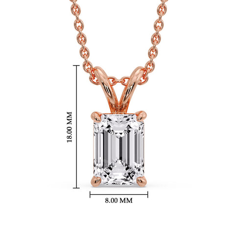 Emerald Cut 4 Prong Solitaire Pendant