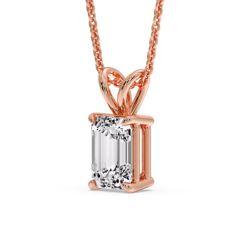 Emerald Cut 4 Prong Solitaire Pendant