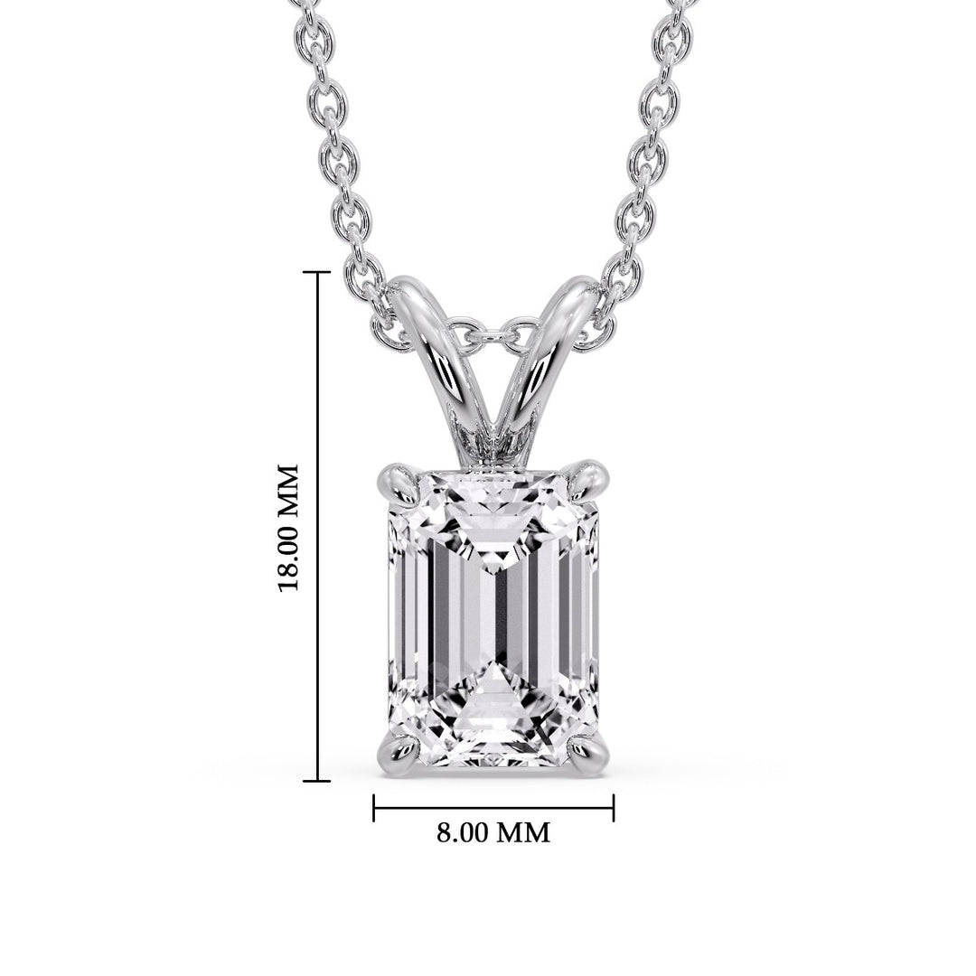 Emerald Cut 4 Prong Solitaire Pendant