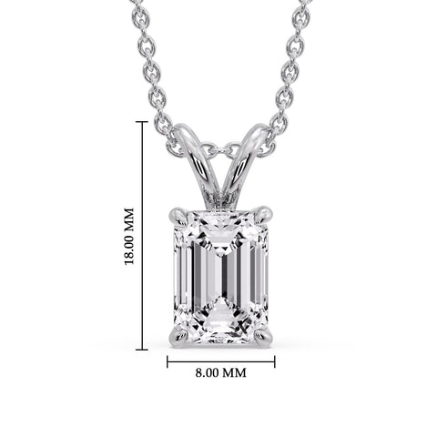 Emerald Cut 4 Prong Solitaire Pendant