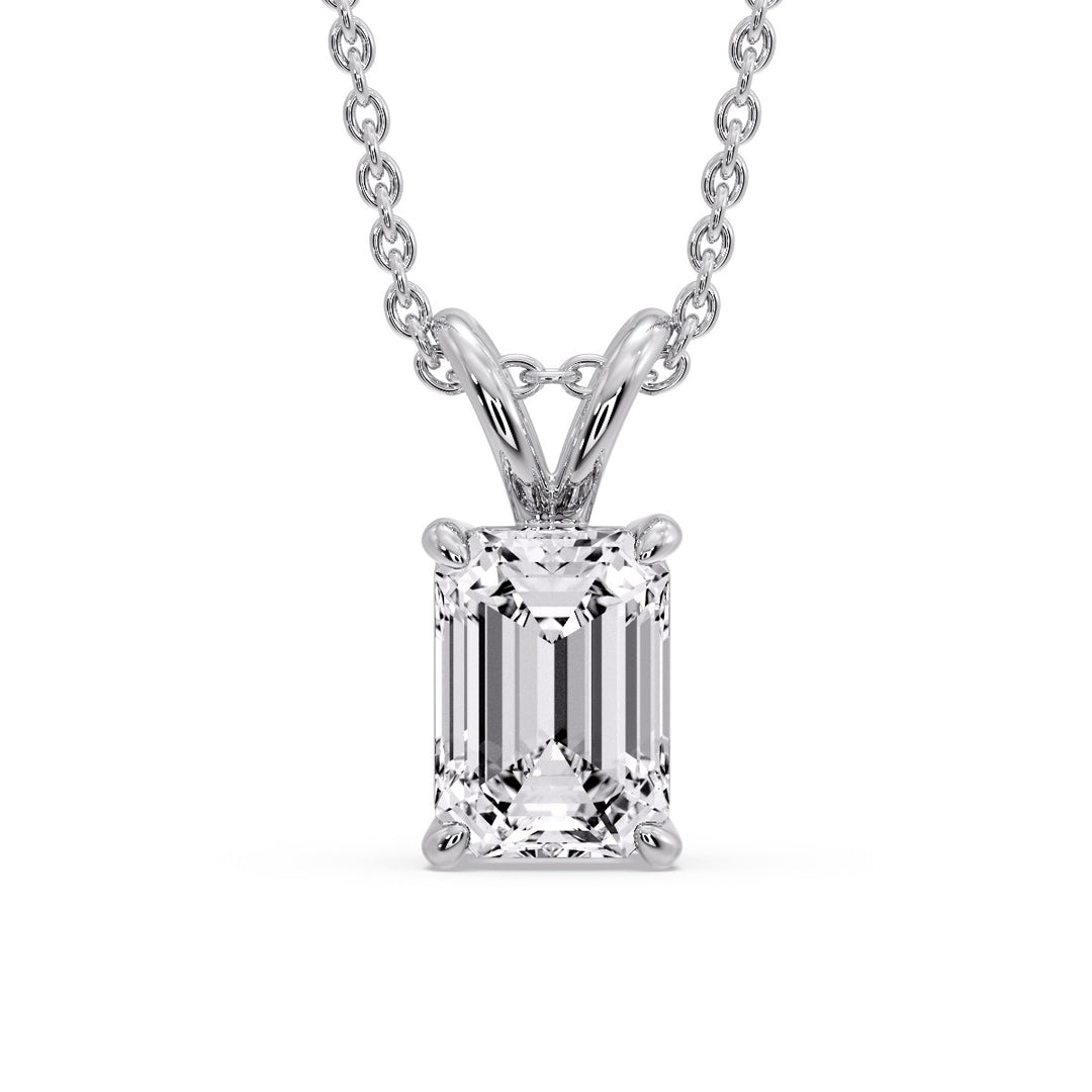 Emerald Cut 4 Prong Solitaire Pendant