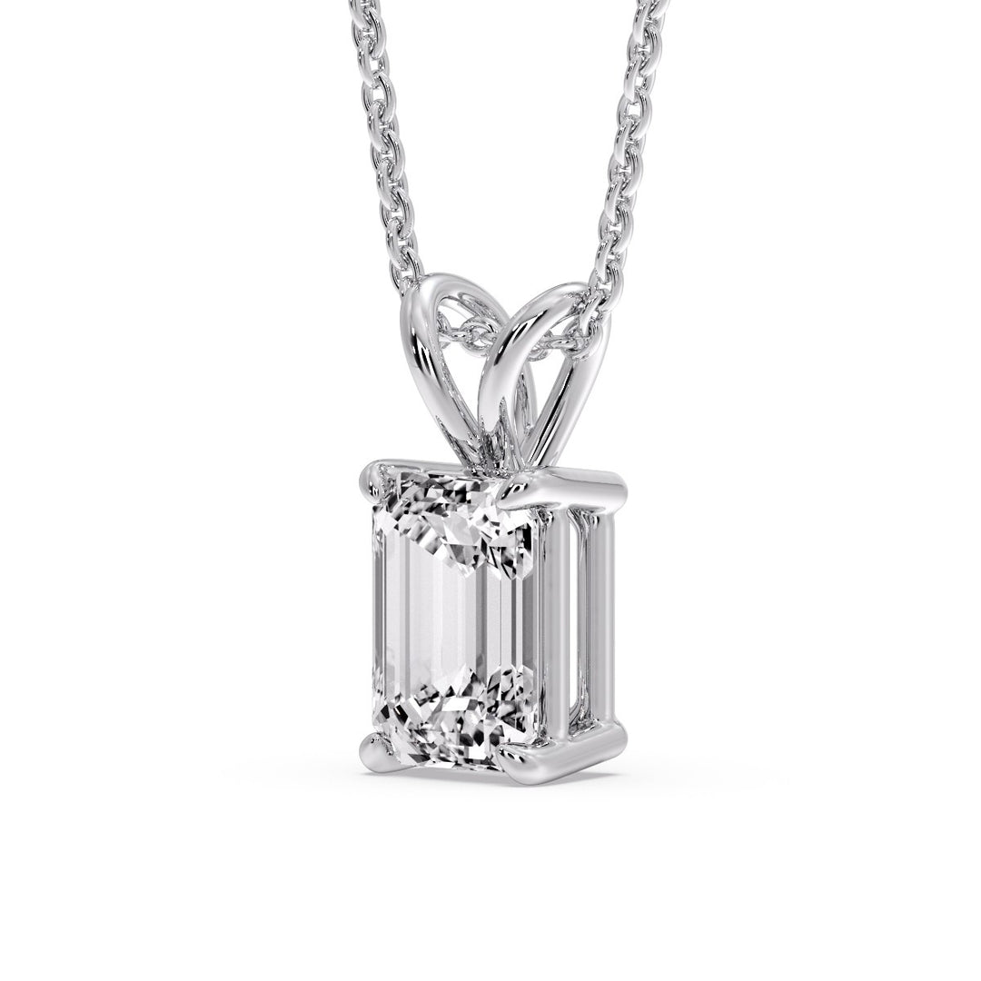 Emerald Cut 4 Prong Solitaire Pendant