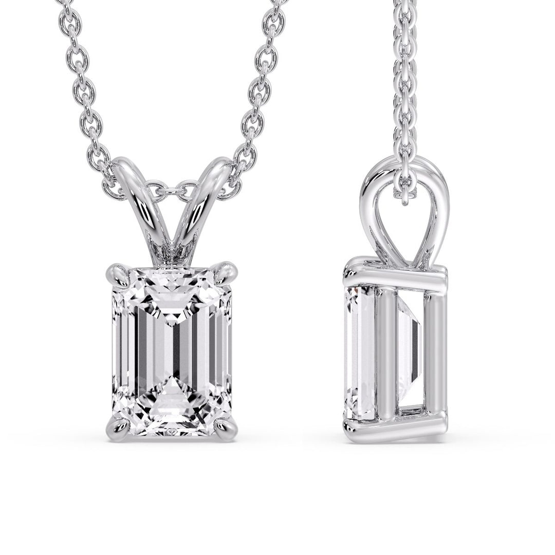 Emerald Cut 4 Prong Solitaire Pendant