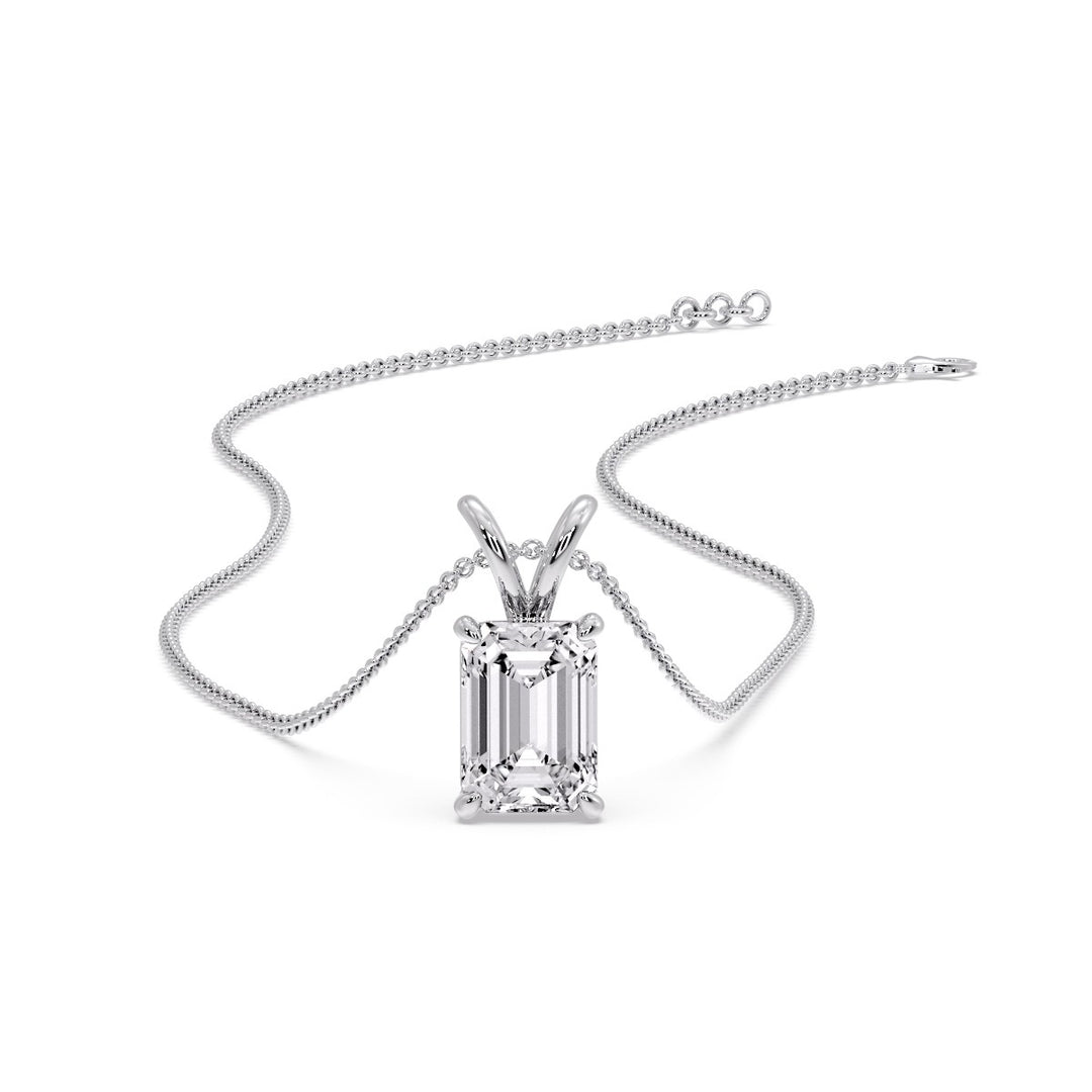 Emerald Cut 4 Prong Solitaire Pendant
