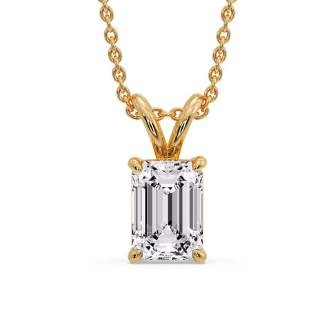 Emerald Cut 4 Prong Solitaire Pendant