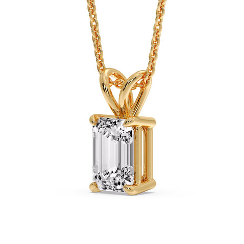 Emerald Cut 4 Prong Solitaire Pendant