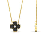 Load image into Gallery viewer, 4-petal-flower-black-diamond-pendant-in-FDPD1101GBLACK-NL-YG
