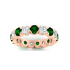 Load image into Gallery viewer, 4.25-carat-round-diamond-and-emerald-bezel-droplet-wedding-band-in-rose-gold-FD8072ROBGEMGRANGLE5-4.25CT-NL-RG?v=1751956668