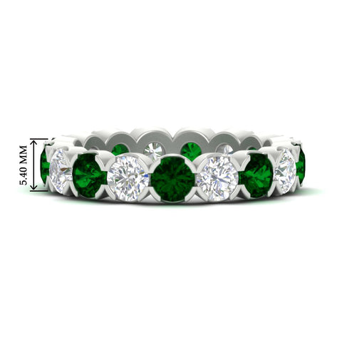4.25-carat-round-diamond-and-emerald-bezel-droplet-wedding-band-in-white-gold-FD8072ROBGEMGR-4.25CT-NL-WG-HW?v=1751956670