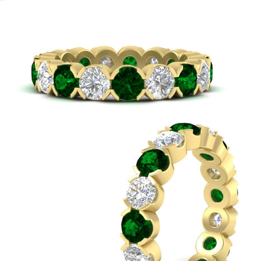 4.25-carat-round-diamond-and-emerald-bezel-droplet-wedding-band-in-yellow-gold-FD8072ROBGEMGRANGLE3-4.25CT-NL-YG?v=1751956673
