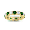 Load image into Gallery viewer, 4.25-carat-round-diamond-and-emerald-bezel-droplet-wedding-band-in-yellow-gold-FD8072ROBGEMGRANGLE5-4.25CT-NL-YG?v=1751956673