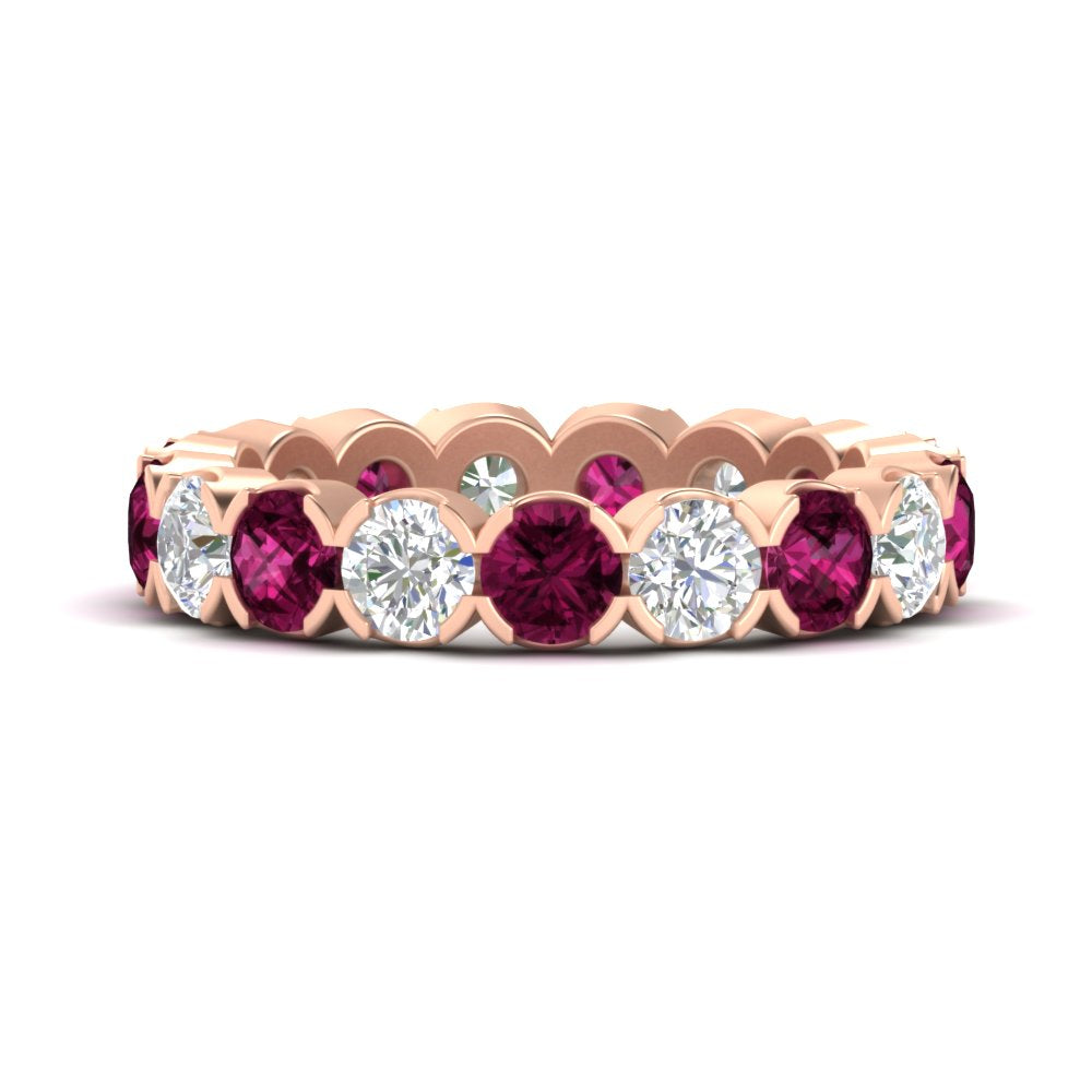 4.25 Carat Round Diamond Bezel Droplet Wedding Band