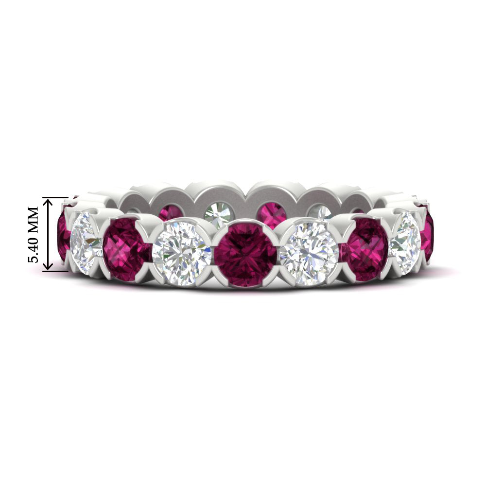 4.25 Carat Round Diamond Bezel Droplet Wedding Band