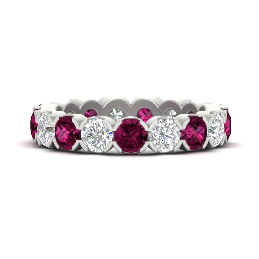 4.25 Carat Round Diamond Bezel Droplet Wedding Band