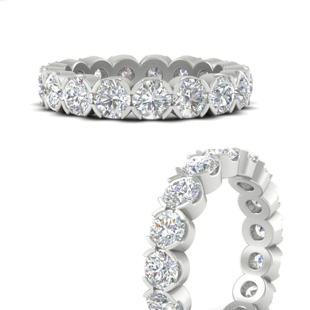 4.25 Carat Round Diamond Bezel Droplet Wedding Band