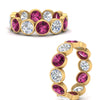 Load image into Gallery viewer, 4.80-carat-eternity-ring-bezel-pink-sapphire-in-yellow-gold-FDEWB10558-0.40CTGSADRPIANGLE3-NL-YG