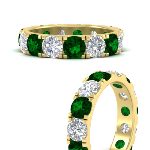 5-carat-double-prong-eternity-diamond-and-emerald-wedding-band-in-yellow-gold-FDEWB8371GEMGRANGLE3-5.00CT-NL-YG