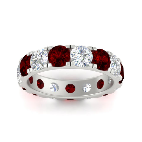 5-carat-double-prong-eternity-diamond-and-ruby-wedding-band-in-white-gold-FDEWB8371GRUDRANGLE5-5.00CT-NL-WG