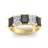 Load image into Gallery viewer, 5-carat-emerald-cut-5-stone-black-diamond-wedding-band-in-yellow-gold-fdwb8008emblackangle5-5.00ct-nl-yg