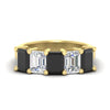 Load image into Gallery viewer, 5-carat-emerald-cut-5-stone-black-diamond-wedding-band-in-yellow-gold-fdwb8008emblacksleep-5.00ct-nl-yg