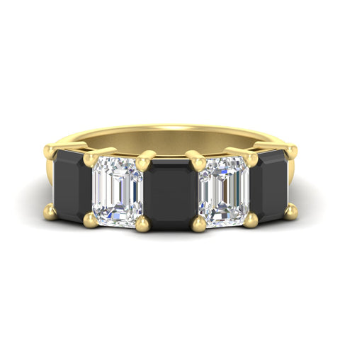 5-carat-emerald-cut-5-stone-black-diamond-wedding-band-in-yellow-gold-fdwb8008emblacksleep-5.00ct-nl-yg