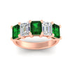 Load image into Gallery viewer, 5-carat-emerald-cut-5-stone-emerald-wedding-band-in-rose-gold-fdwb8008emgemgrangle5-5.00ct-nl-rg