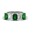 Load image into Gallery viewer, 5-carat-emerald-cut-5-stone-emerald-wedding-band-in-white-gold-fdwb8008emgemgrsleep-5.00ct-nl-wg