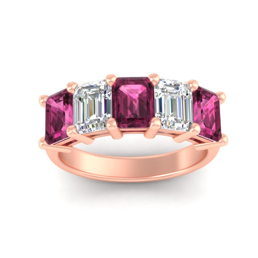 5-carat-emerald-cut-5-stone-pink-sapphire-wedding-band-in-rose-gold-fdwb8008emgsadrpiangle5-5.00ct-nl-rg