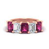 Load image into Gallery viewer, 5-carat-emerald-cut-5-stone-pink-sapphire-wedding-band-in-rose-gold-fdwb8008emgsadrpisleep-5.00ct-nl-rg