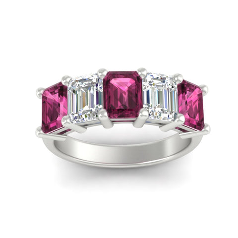 5-carat-emerald-cut-5-stone-pink-sapphire-wedding-band-in-white-gold-fdwb8008emgsadrpiangle5-5.00ct-nl-wg