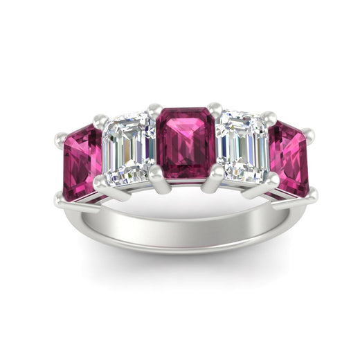 5-carat-emerald-cut-5-stone-pink-sapphire-wedding-band-in-white-gold-fdwb8008emgsadrpiangle5-5.00ct-nl-wg