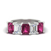 Load image into Gallery viewer, 5-carat-emerald-cut-5-stone-pink-sapphire-wedding-band-in-white-gold-fdwb8008emgsadrpisleep-5.00ct-nl-wg