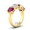 Load image into Gallery viewer, 5-carat-emerald-cut-5-stone-pink-sapphire-wedding-band-in-yellow-gold-fdwb8008emgsadrpiangle2-5.00ct-nl-yg-hw