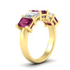 Load image into Gallery viewer, 5-carat-emerald-cut-5-stone-pink-sapphire-wedding-band-in-yellow-gold-fdwb8008emgsadrpiangle2-5.00ct-nl-yg