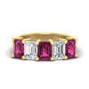 Load image into Gallery viewer, 5-carat-emerald-cut-5-stone-pink-sapphire-wedding-band-in-yellow-gold-fdwb8008emgsadrpisleep-5.00ct-nl-yg