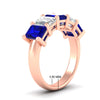 Load image into Gallery viewer, 5-carat-emerald-cut-5-stone-sapphire-wedding-band-in-rose-gold-fdwb8008emgsablangle2-5.00ct-nl-rg-hw