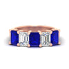 Load image into Gallery viewer, 5-carat-emerald-cut-5-stone-sapphire-wedding-band-in-rose-gold-fdwb8008emgsablsleep-5.00ct-nl-rg