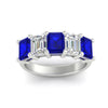 Load image into Gallery viewer, 5-carat-emerald-cut-5-stone-sapphire-wedding-band-in-white-gold-fdwb8008emgsablangle5-5.00ct-nl-wg