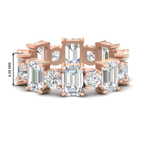5 Carat Emerald Cut And Round Diamond Eternity Band