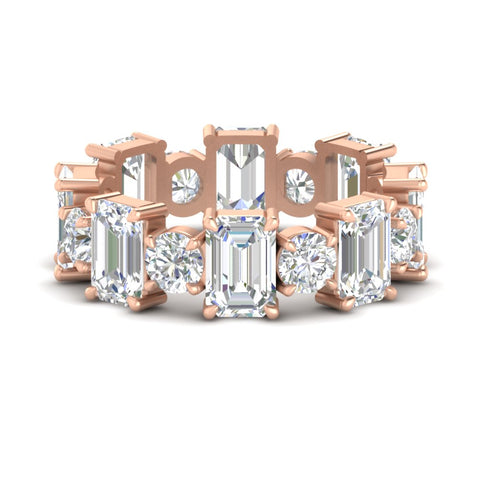 5 Carat Emerald Cut And Round Diamond Eternity Band
