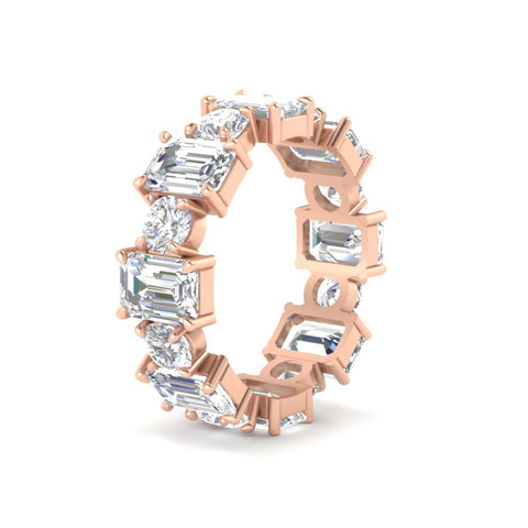 5 Carat Emerald Cut And Round Diamond Eternity Band