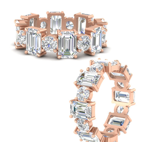 5 Carat Emerald Cut And Round Diamond Eternity Band