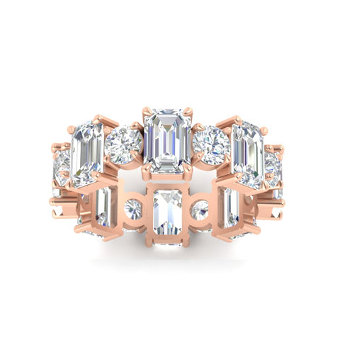 5 Carat Emerald Cut And Round Diamond Eternity Band