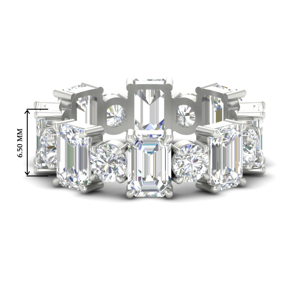 5 Carat Emerald Cut And Round Diamond Eternity Band