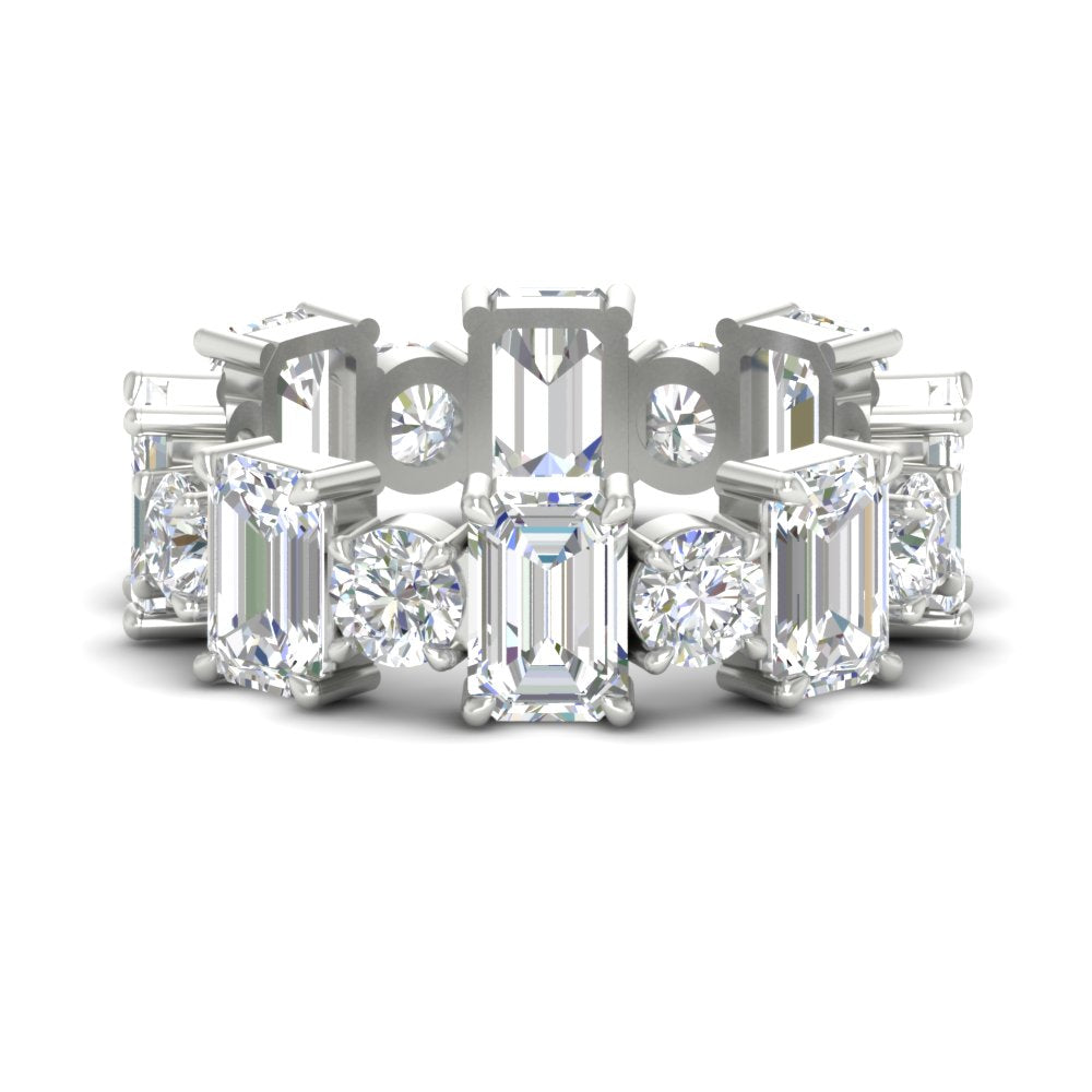 5 Carat Emerald Cut And Round Diamond Eternity Band