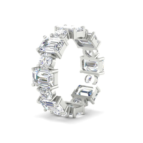 5 Carat Emerald Cut And Round Diamond Eternity Band