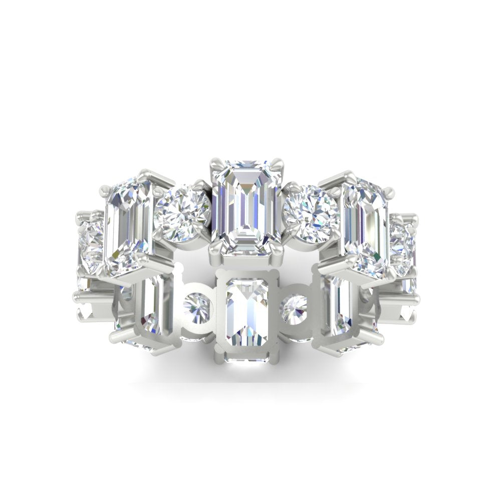 5 Carat Emerald Cut And Round Diamond Eternity Band