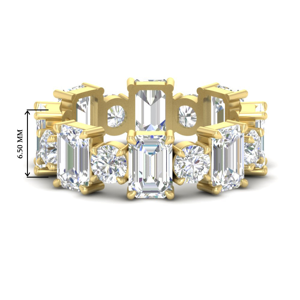 5 Carat Emerald Cut And Round Diamond Eternity Band