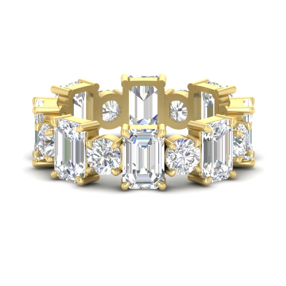 5 Carat Emerald Cut And Round Diamond Eternity Band
