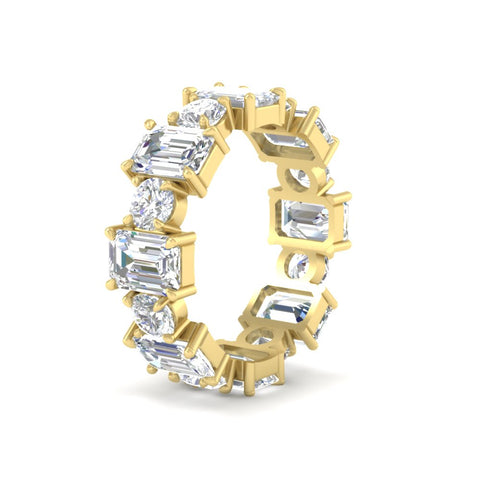 5 Carat Emerald Cut And Round Diamond Eternity Band